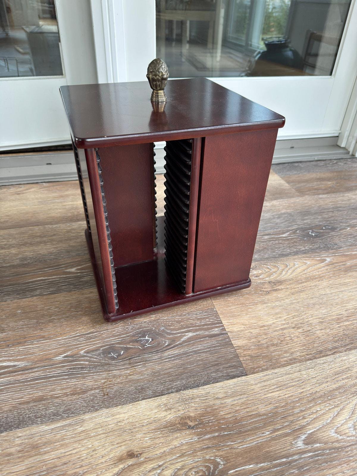 Bombay Company Rotating Wood 64 DVD CD Case Holder Storage Rack