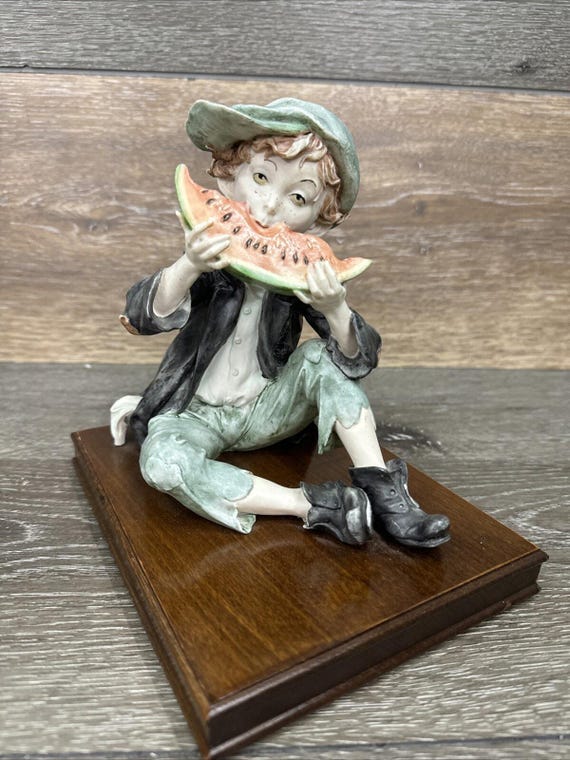 Vintage Giuseppe Armani Capodimonte Boy Eating Watermelon 8