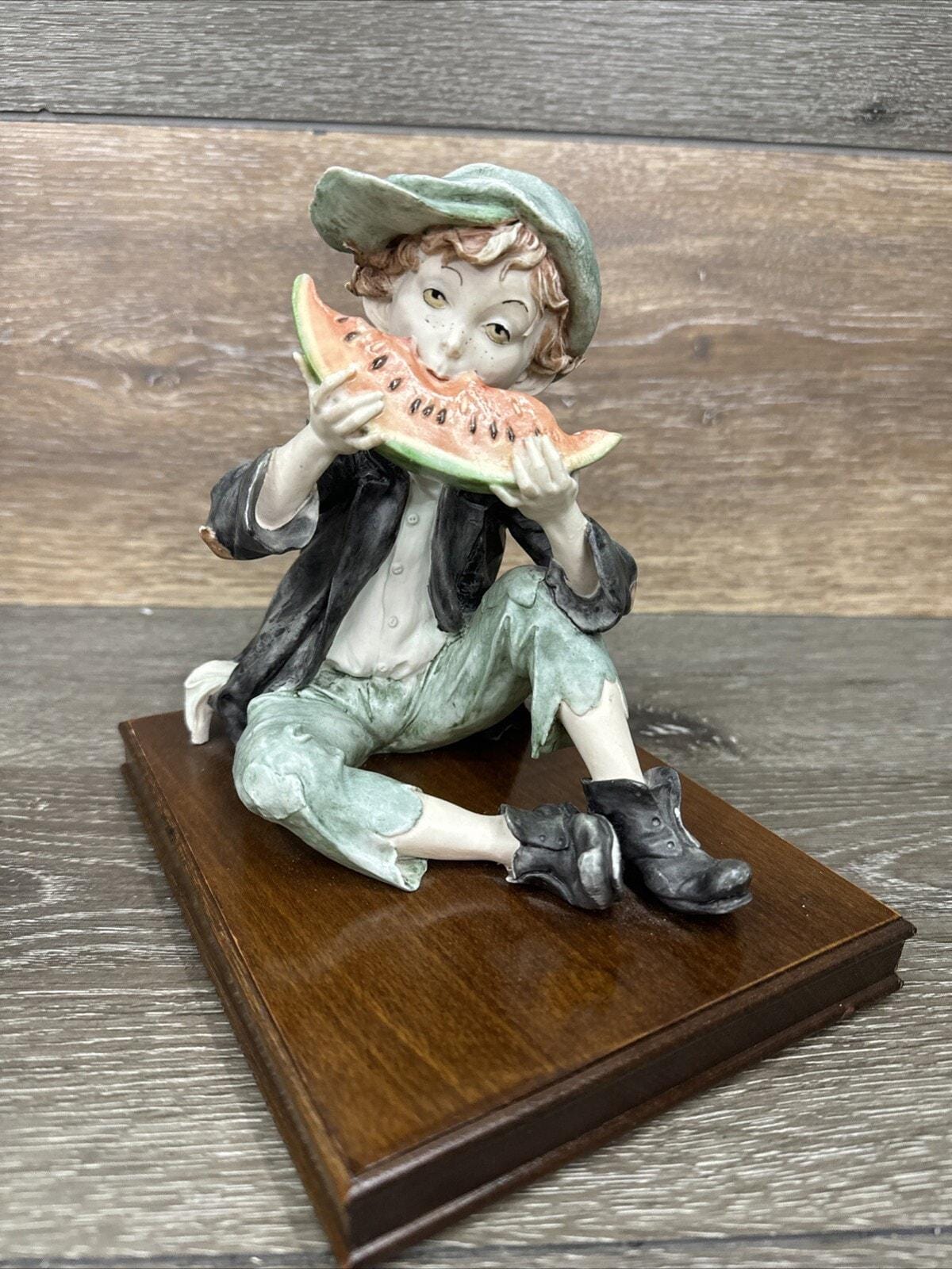Vintage Giuseppe Armani Capodimonte Boy Eating Watermelon 8