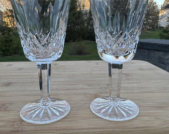 Waterford LISMORE Crystal White Wine Glasses 5 1/2" Tall ~set Of 2