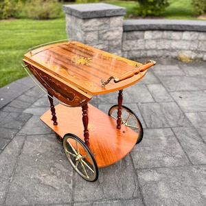 Vintage Italian Marquetry Bar Cart - Etsy