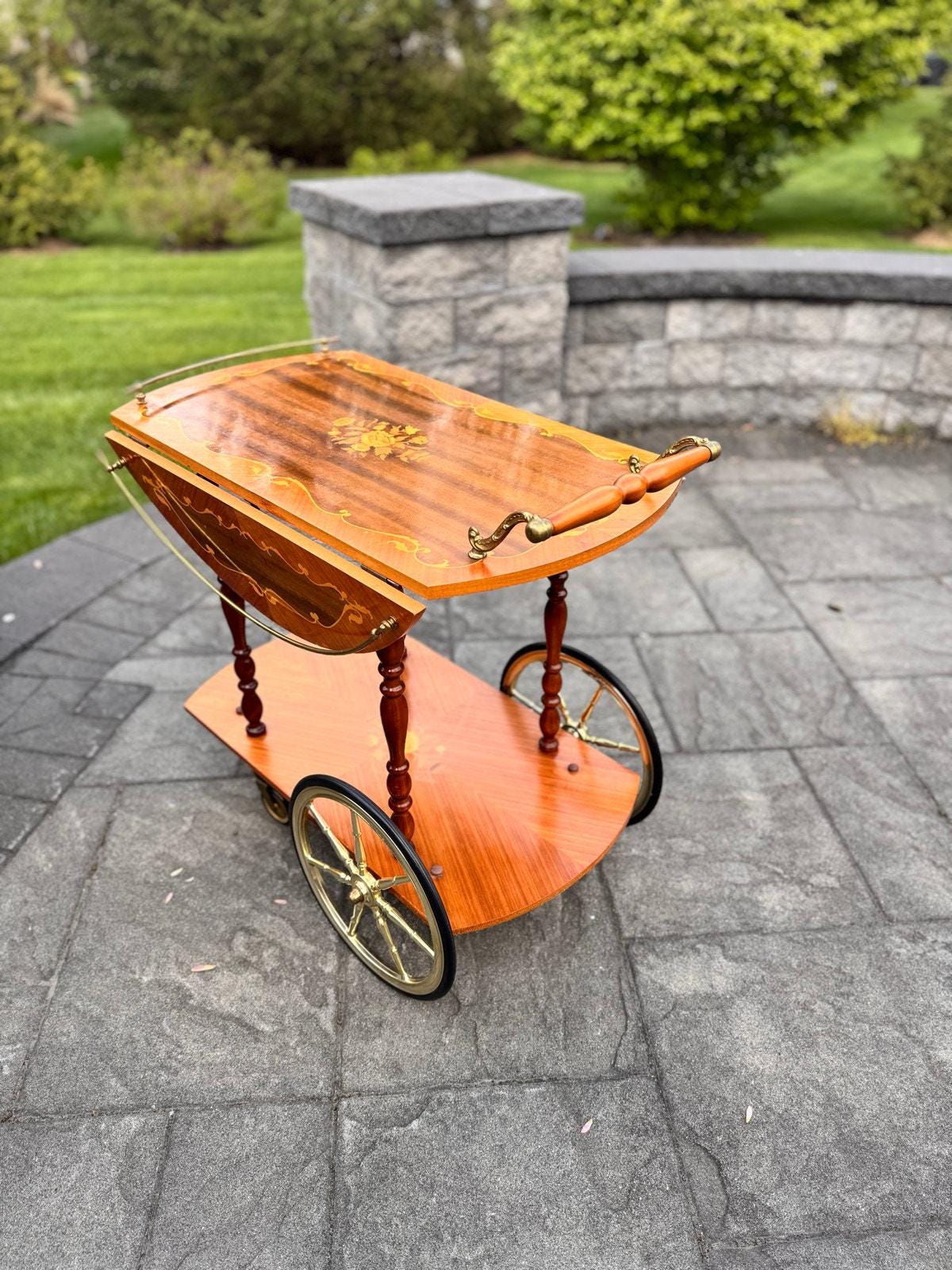イタリア ヴィンテージ バーカート トローリー Vintage Italian Marquetry Bar Cart - Etsy