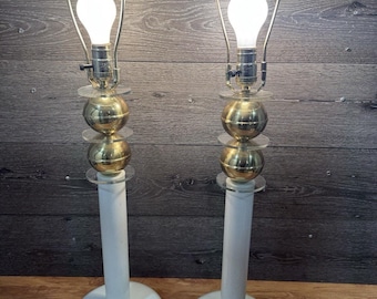 Classic Brass Collection Los Angeles Postmodern Table Lamps - Pair - 31" Tall