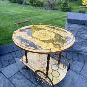 Vintage Italian Marquetry Bar Cart - Etsy