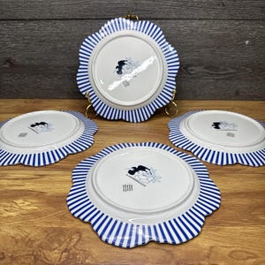 Platos de postre florales Anthropologie Lyla con rayas azules y blancas de 8,25" (juego de 4) imagen 7