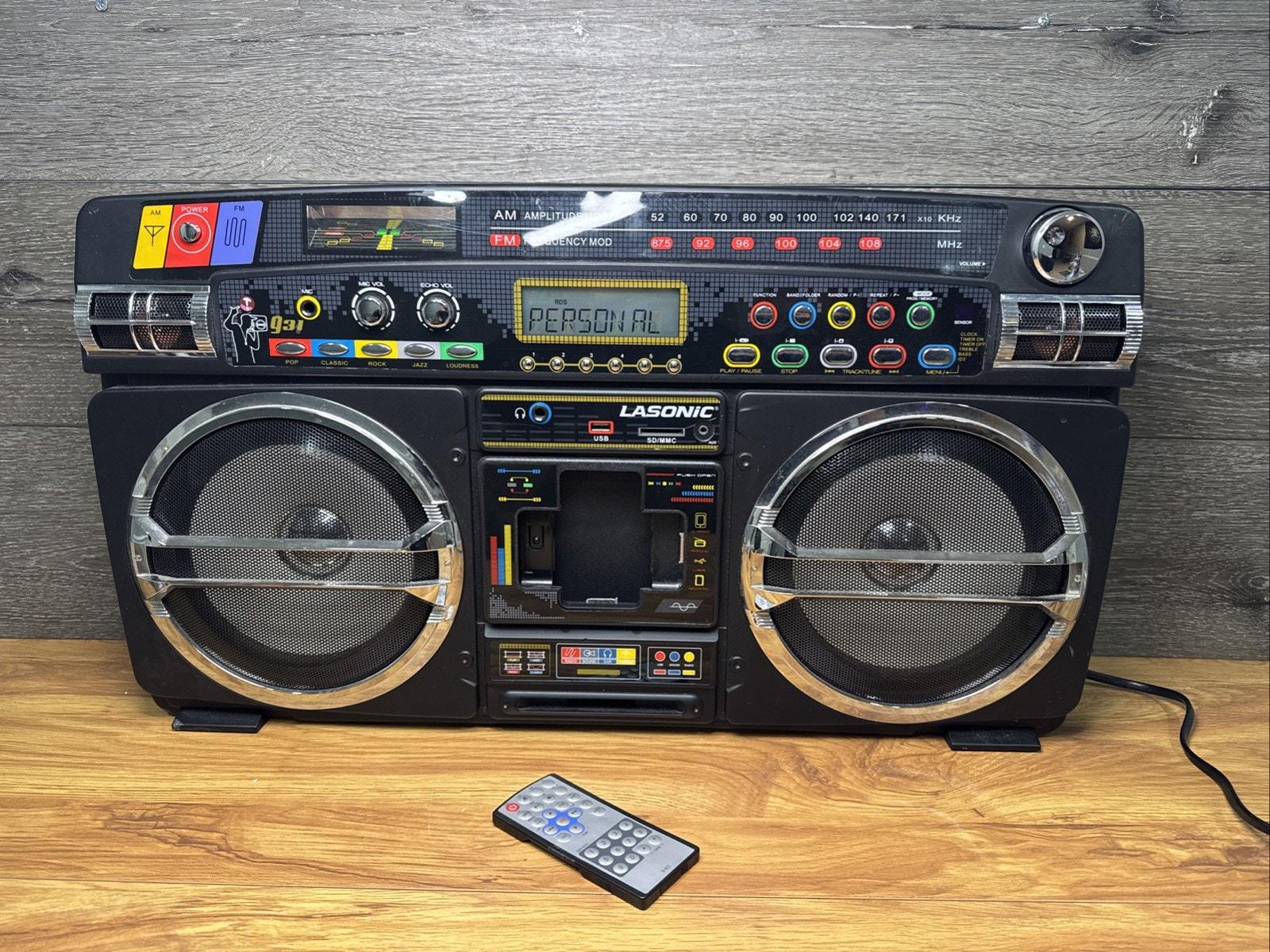 LASONIC I-931 Retro Boombox Am/fm Radio USB SD Aux Ipod W/ Remote