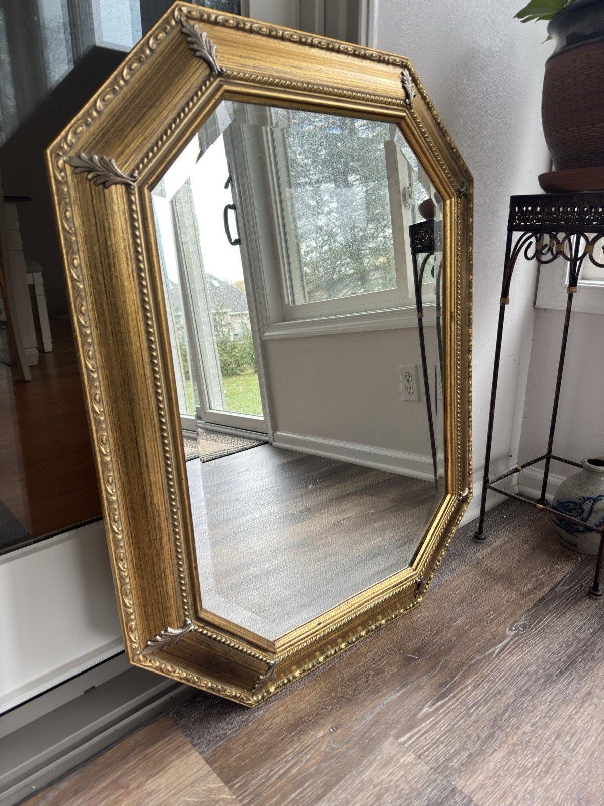 Bombay Co. Allegro Beveled Wall Mirror Italy Made Gold Wood Frame