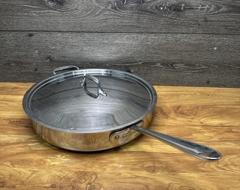 Geheel beklede roestvrijstalen drielaagse braadpan van 6 quart met deksel, diameter 13 inch