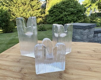 Kosta Boda Skyline Triangle Votive Tealight Candle Holder by Anna Ehrner~3 Pc