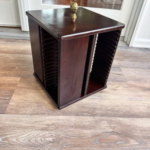 Bombay Company Rotating Wood 64 DVD CD Case Holder Storage Rack