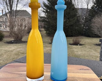 ヴィンテージ アクアブルー エンポリ ジーニーボトル 花瓶 ヴィンテージ アクアブルー エンポリ ジーニーボトル 花瓶