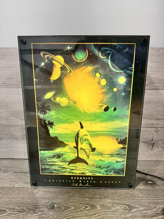 1991 Christian Riese Lassen Eternity Lighted Wall Hanging Art