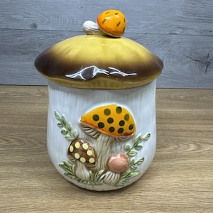 Vintage 1977 Sears 9&quot; Roebuck and Co Merry Mushroom Canister Japan with Lid