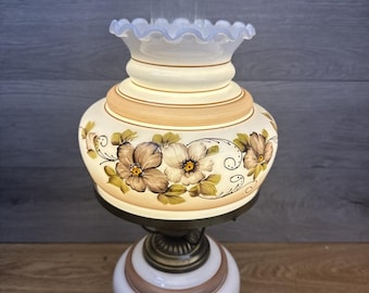 Vintage Accurate Casting Handpainted Hurricane Lamp 19” W/ 3-Way Switch