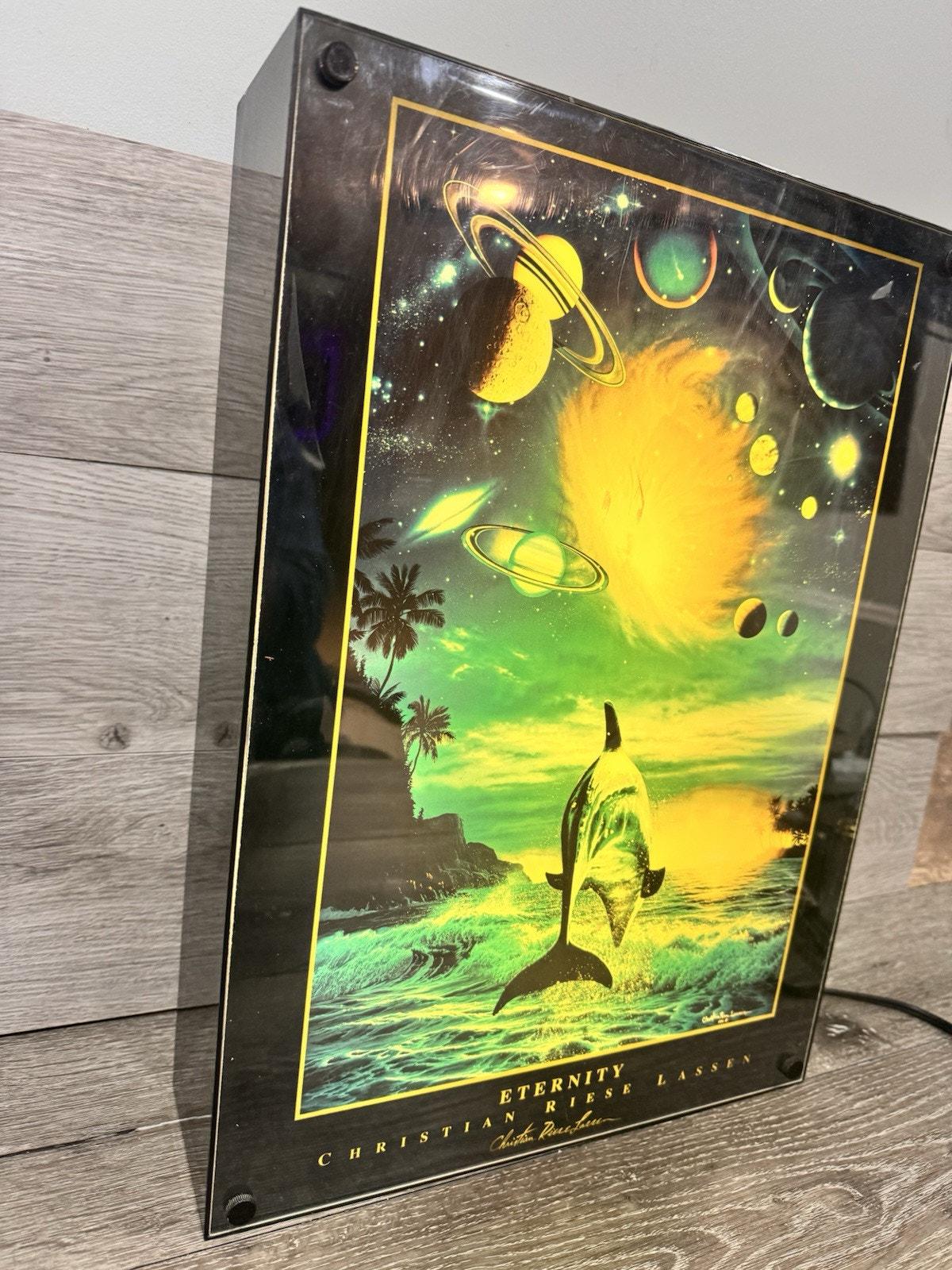 1991 Christian Riese Lassen Eternity Lighted Wall Hanging Art