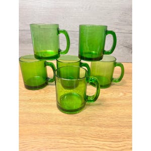 Vintage Green Glass Mugs - Etsy