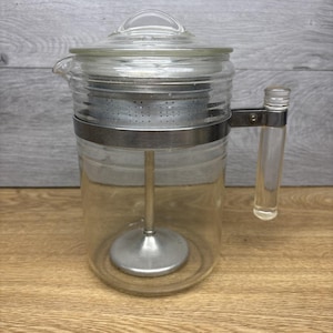 PYREX Glass Flameware 6-Tassen Perkolator Kaffeekanne mit Metalleinsatz
