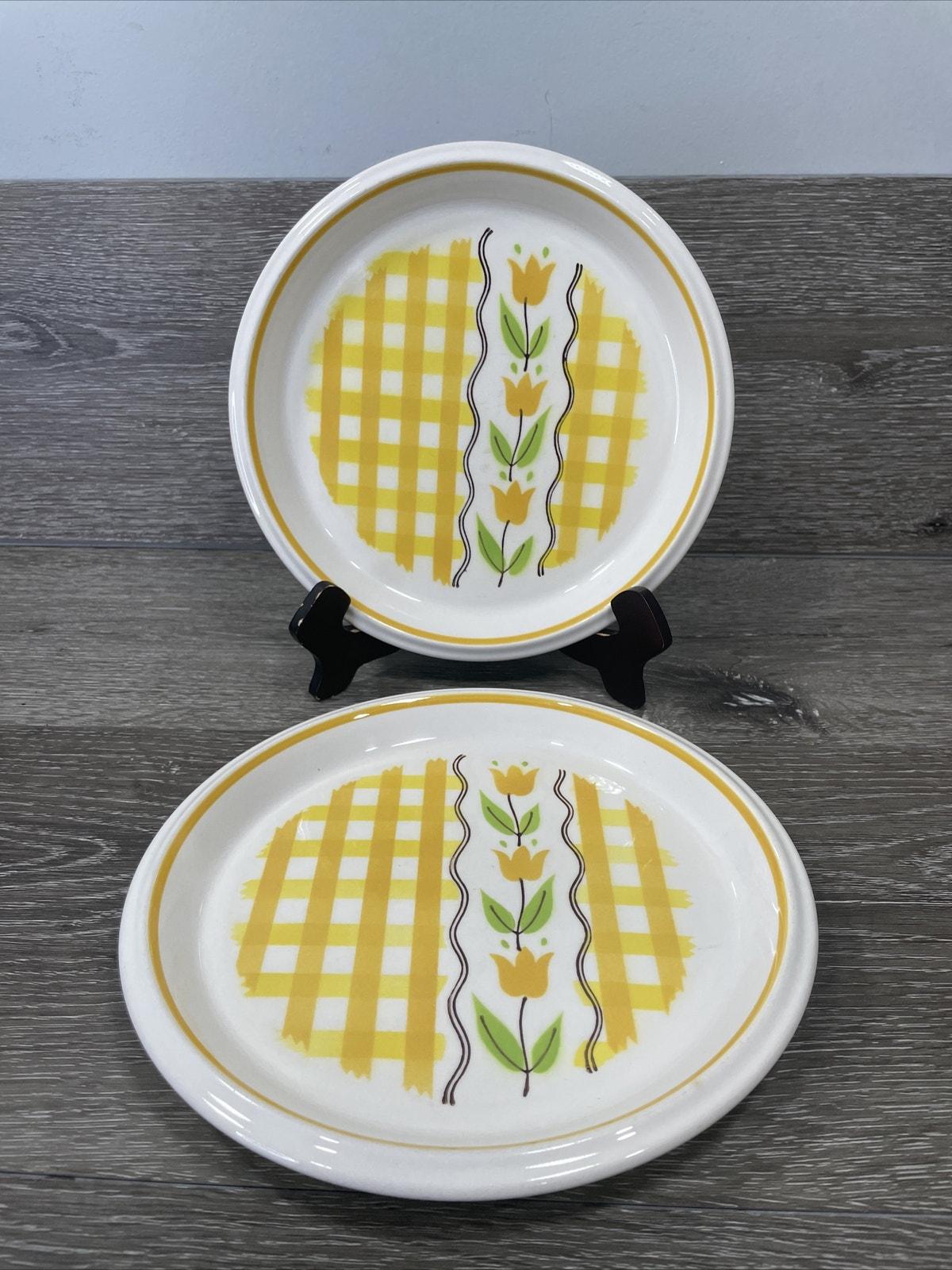 mikasa COUNTRY GINGHAM 食器セット Mikasa Country Gingham-maize-8” Salad Plates-set of 2 - Etsy