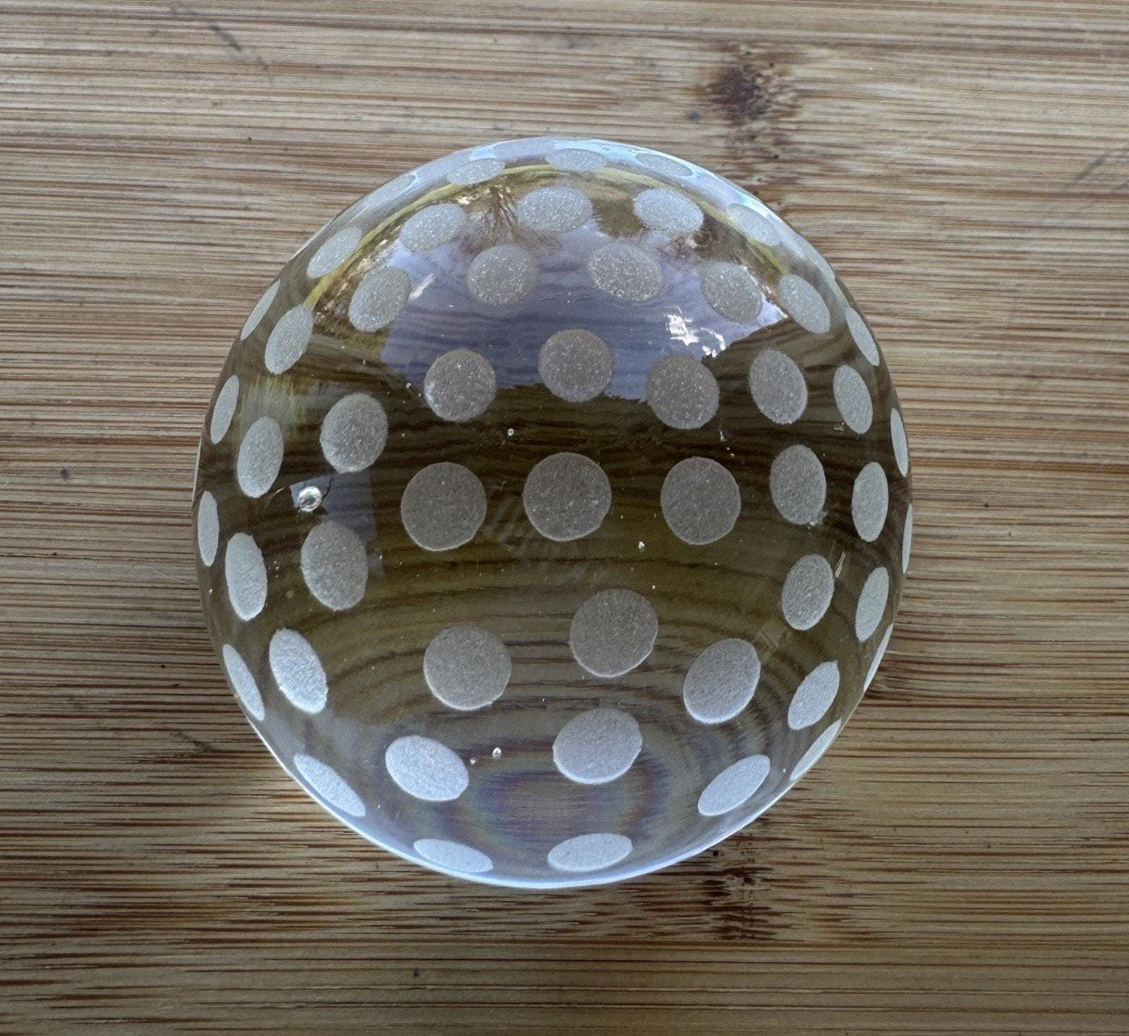 TIFFANY & CO Crystal Golf Ball Paperweight Frosted Dimple Art