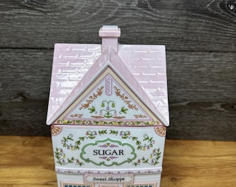Vintage 1990 Lenox Village Canisters Sugar Sweet Shoppe fine porcelain with lid