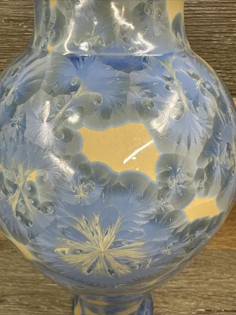 Vintage Porcelain Vase Blue Crystalline Glaze Vase 13.5” Tall - Etsy