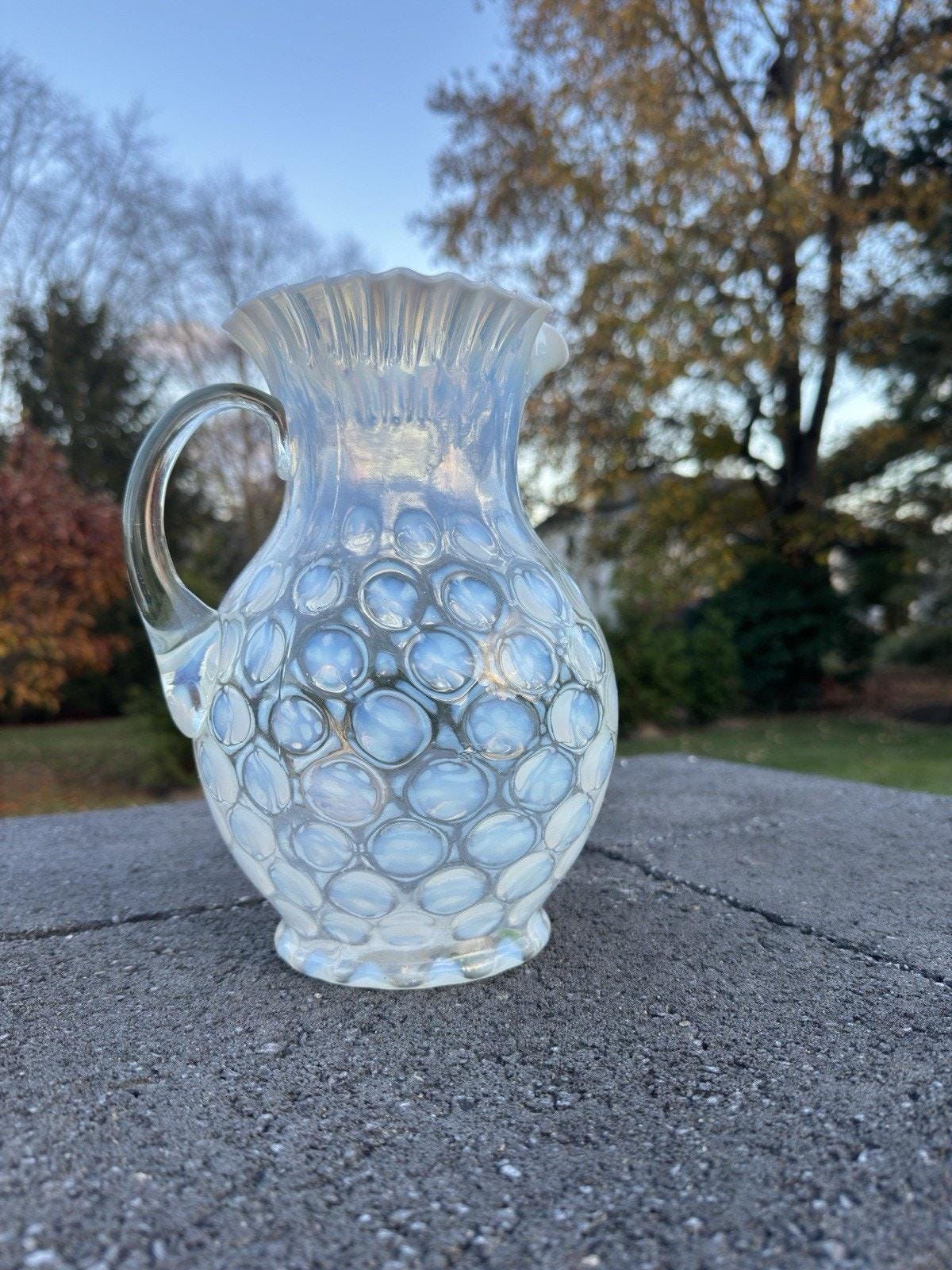 Fenton Blue Opalescent Coin Spot #352 Pitcher 9.5” 88 Oz Circa