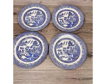 Churchill Willow Blue White Dinner Plates 10 1/4