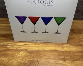 Vintage Marquis Waterford Crystal Jewels Martini Glasses ~set Of 4