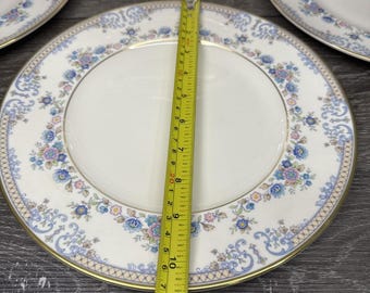 Minton Avonlea Royal Doulton Gold Trim Blue Scrolls Dinner Plates