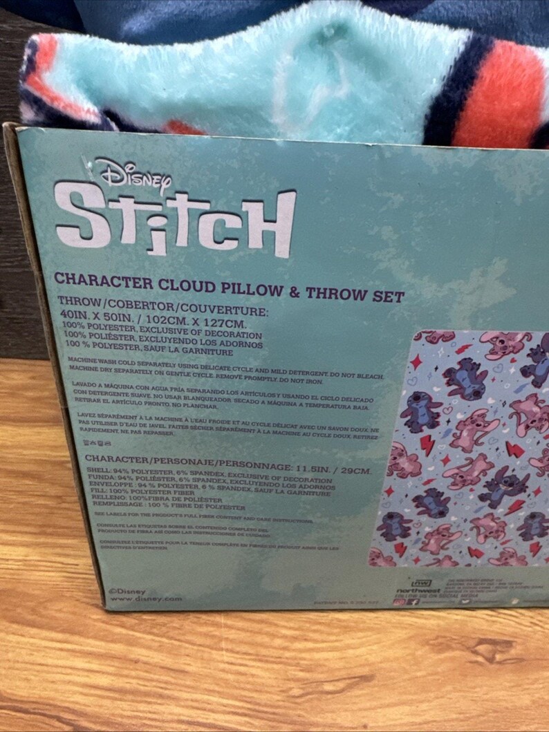 Juego de manta y almohada Disney Stitch con tacto sedoso, 101 x 127 cm imagen 5