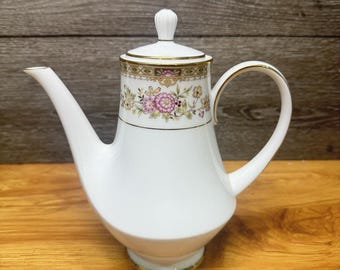 Noritake Josephina Kaffeekanne 2831 Fine China Gold Zierleiste Floral Japan 22 cm
