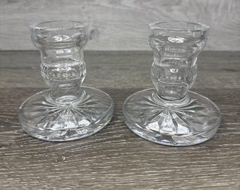 WATERFORD Balarney ljusstakehållare i klar kristall 8,5 cm ~ Set om 2