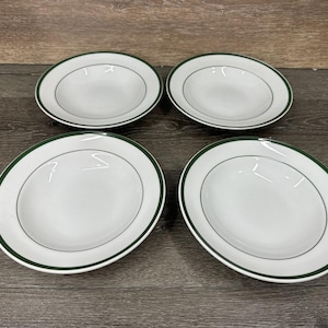 WILLIAMS SONOMA Brasserie Green 9” Rimmed Soup Pasta Bowls Japan ~set Of 4