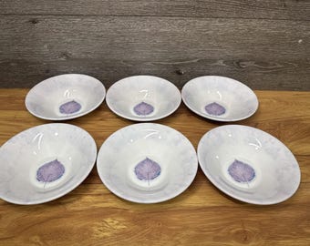 Dusk von Portmeirion von Jo Gorman Suppe Müsli Schüssel 6-5 / 8 ”Lila Blätter ~ 6er Set