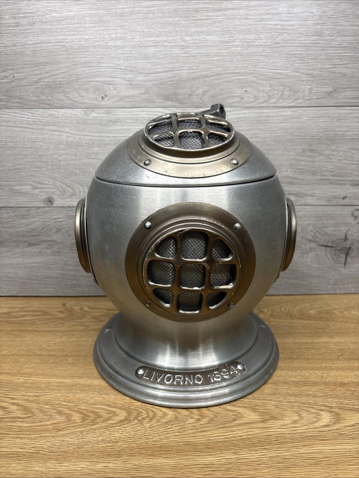 VTG 70s Pewtertone Divers Helmet Ice Bucket Italy Olde Tankardware