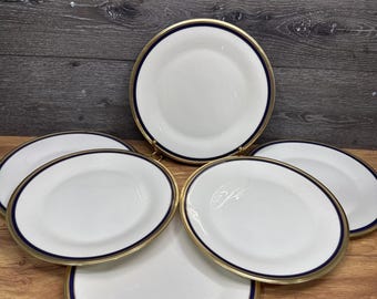 Lenox Blue Royale Dinner Plate with Bright Gold Trim 10.75”~set Of 6