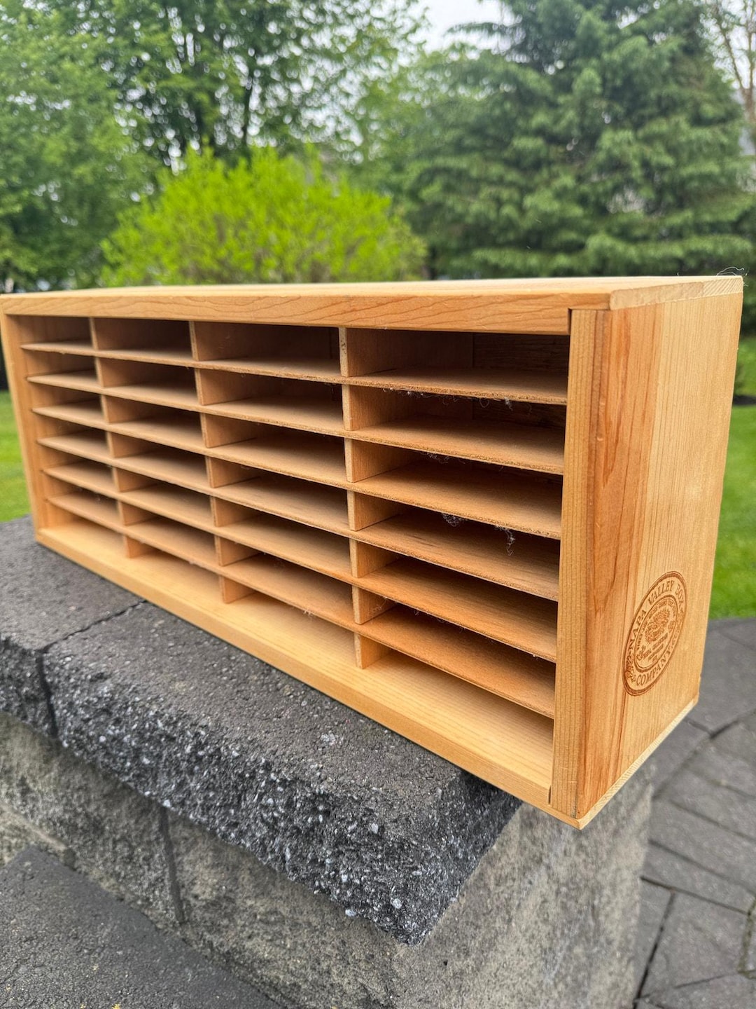 VTG Napa Valley Wooden 36 Cassette CD Tape Storage Holder Shelf