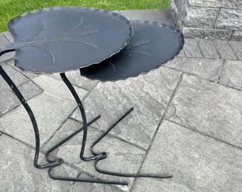 VTG Salterini Style Wrought Iron Nesting Leaf Tables - Mid-Century Modern