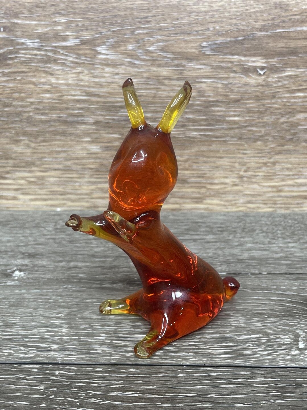 1960'S Art Glass Amber Bunny Rabbit Figurine 4.5” Viking ?? - Etsy