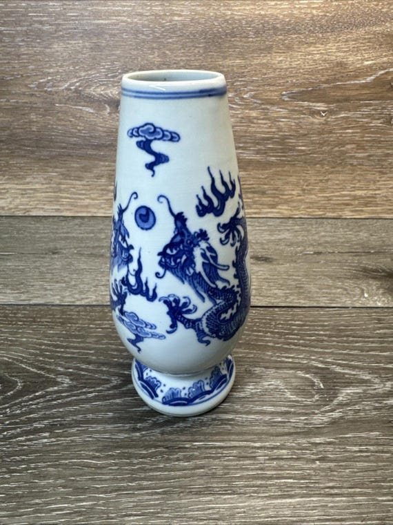 ヴィンテージ中国王朝ブルードラゴンウェア花瓶 高さ6.75インチ - Etsy 
