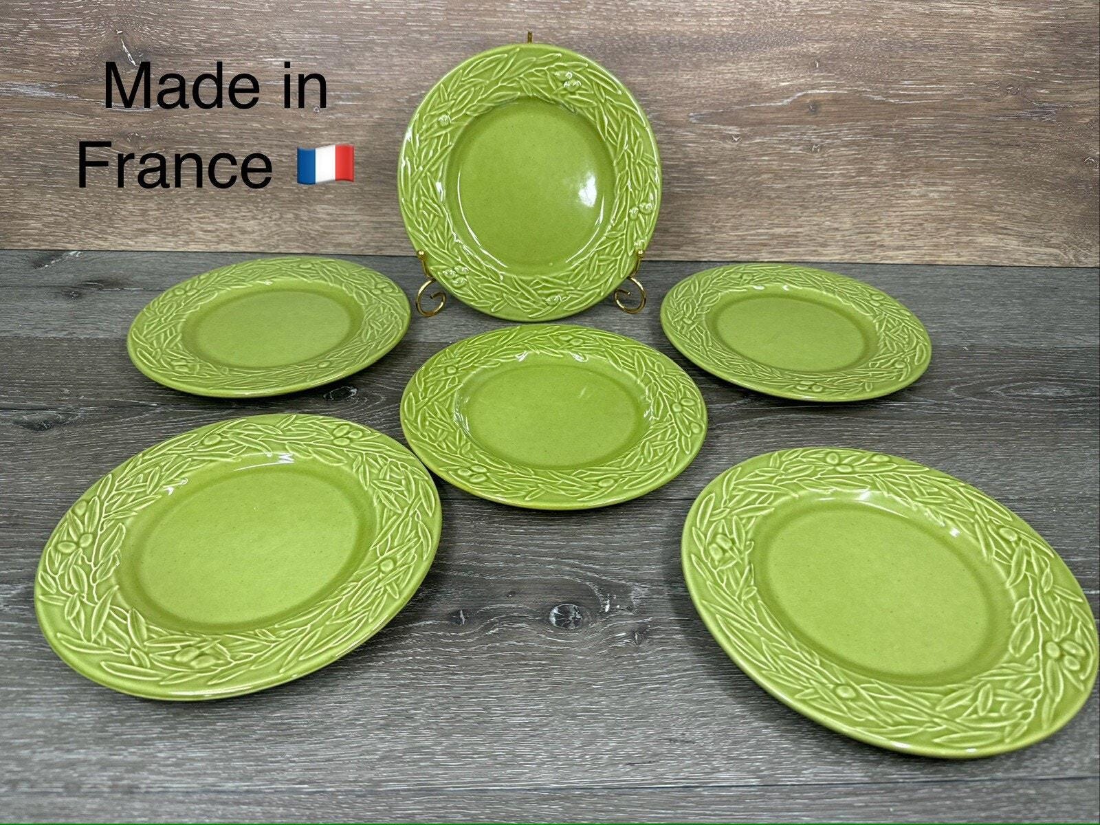 Varages France Olive Leaves Green Salad Plates 8-1/4”~set of 6