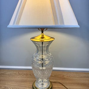 Vintage Waterford Ireland Crystal Glandore 34” Table Lamp with Shade~Signed