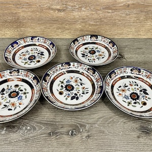 Japanese Nikko Double Phoenix Ironstone Imari Pattern 7.5” Bowl ~set Of 5