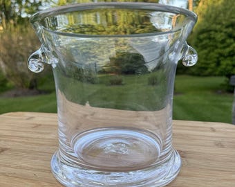 Balde de gelo para champanhe Simon Pearce Glass, soprado à mão, transparente, para resfriamento de vinho, Pontil 6”.