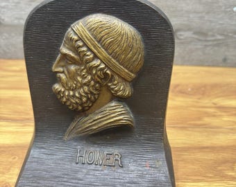 Antique Bradley and Hubbard B&H Cast Iron Homer Bust Bookend Doorstop Art Nouveau