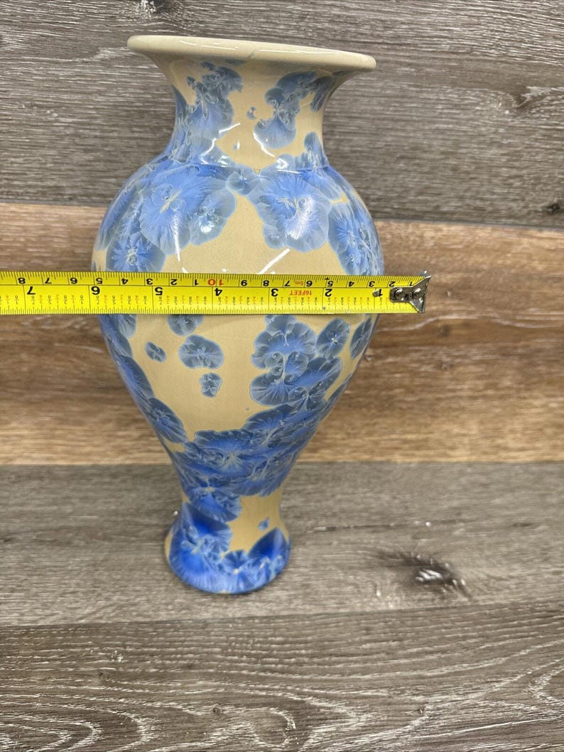 Vintage Porcelain Vase Blue Crystalline Glaze Vase 13.5” Tall - Etsy