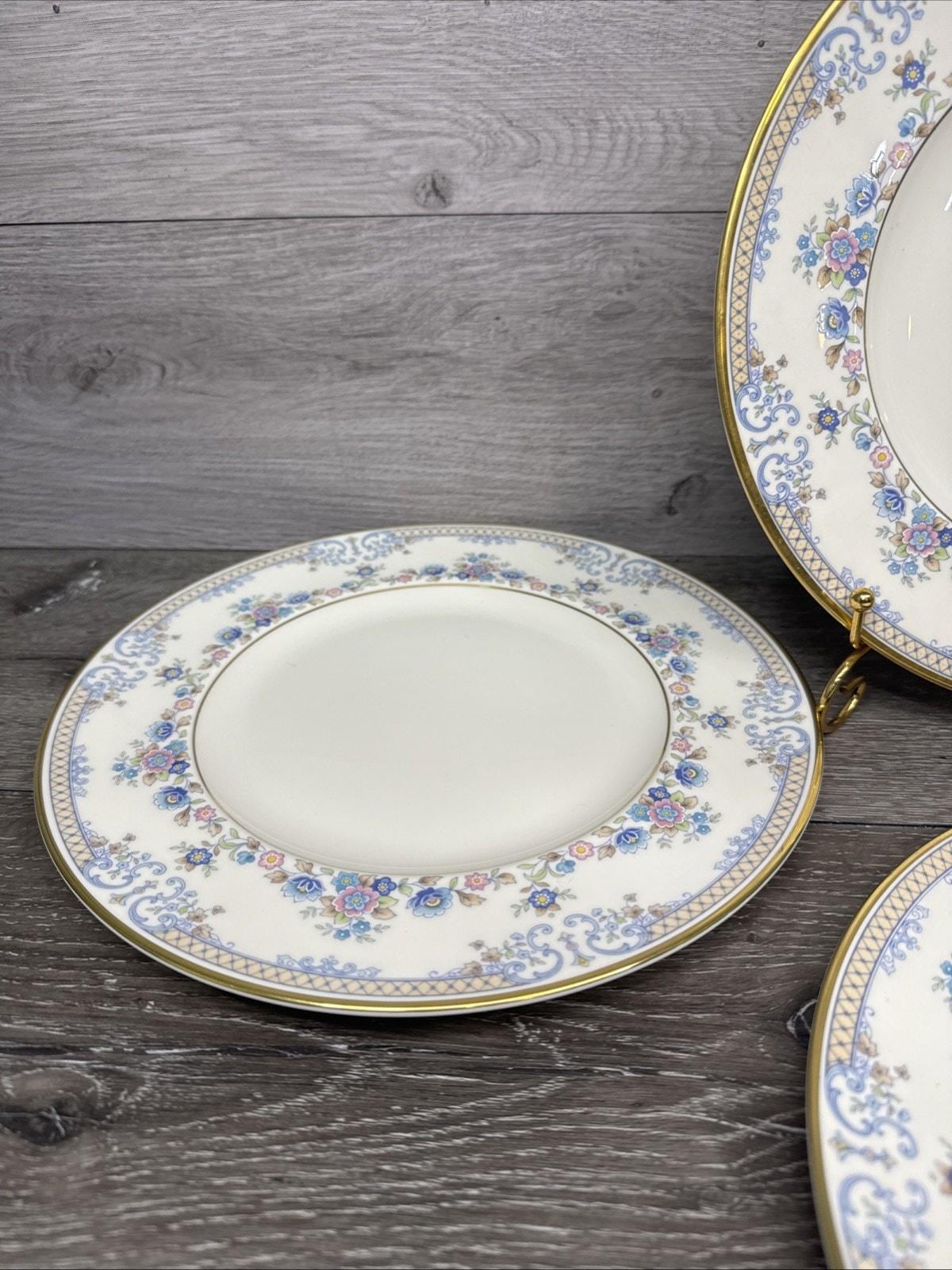 Minton Avonlea Royal Doulton Gold Trim Blue Scrolls Dinner Plates