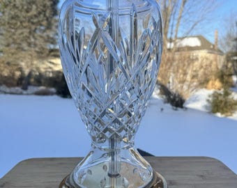 VTG 1994 Waterford Lismore Crystal Table Lamp 29.5" Solid Brass Footed Base