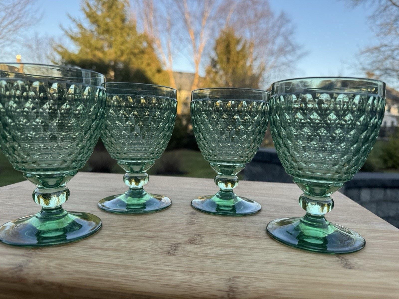 Villeroy & Boch Boston Water/wine Goblet Green 5-1/8” Tall 8 Oz Set of 4