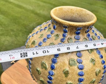 Vintage ND Dolfi Italy Maiolica Golden Honey Textured Dot Vase